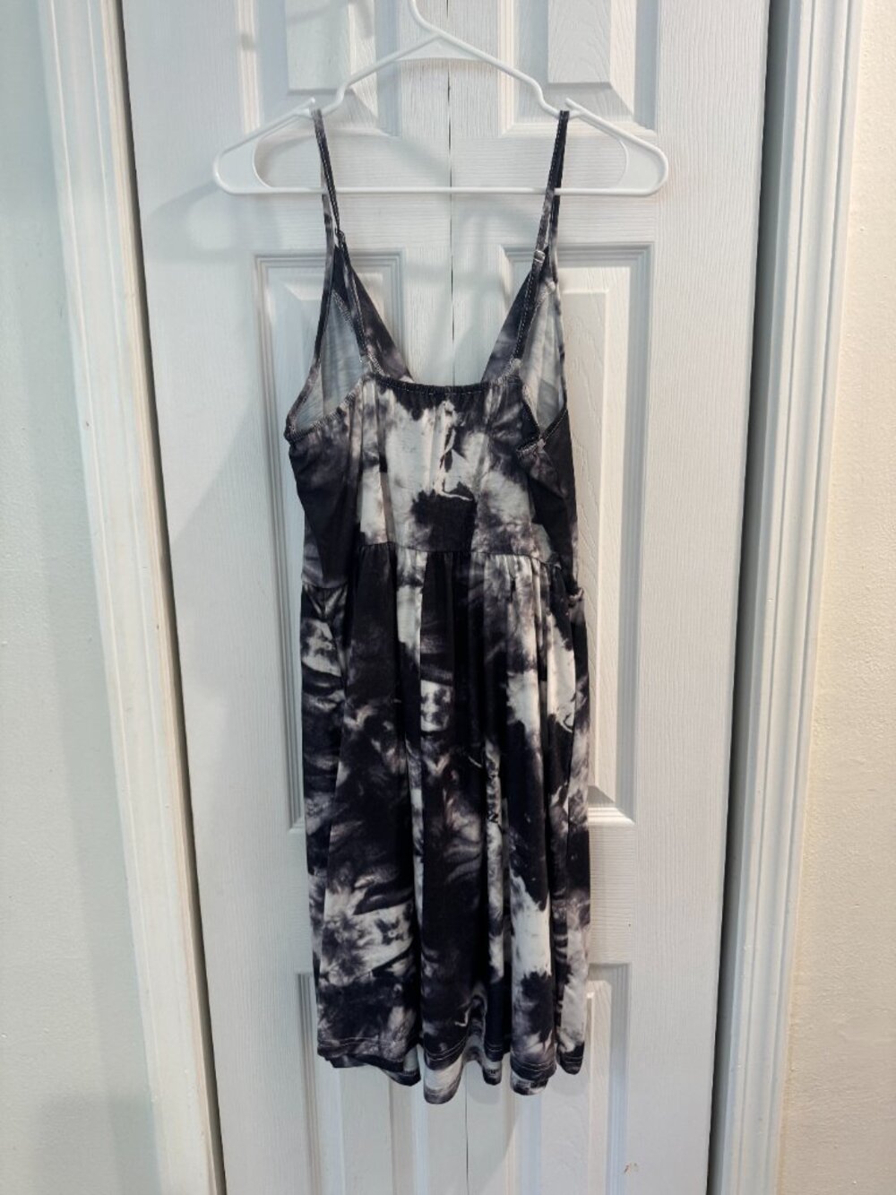 Black Gray Tie-Dye Dress with Pockets Large V-Neck NWOT - Picture 3 of 3